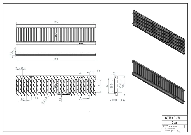 Guss_Gitter C250_Technische Zeichnung